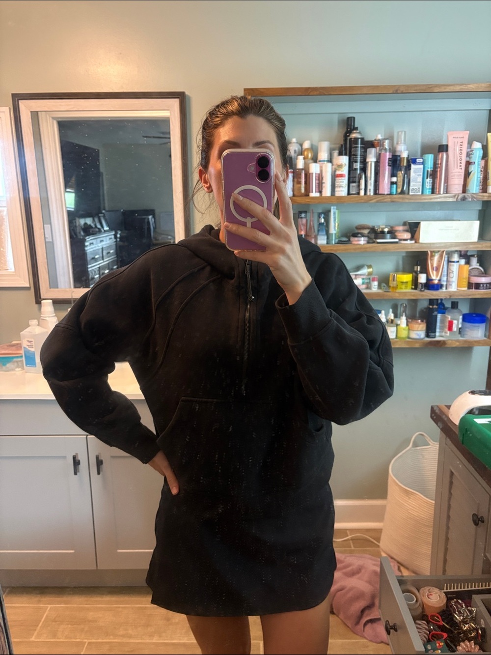 lululemon athletica Black Hooded Half-Zip Sweater